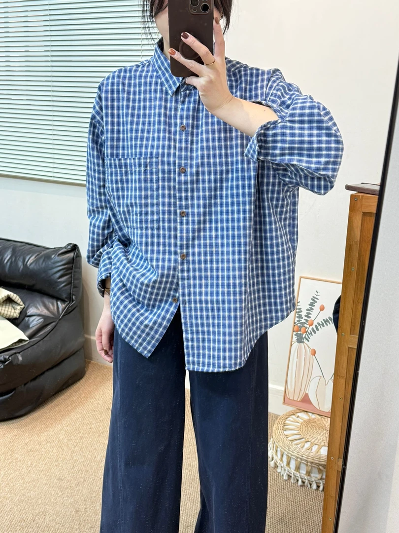 春秋格子衬衫设计感小众百搭韩版超好看叠穿上衣衬衣宽松外套