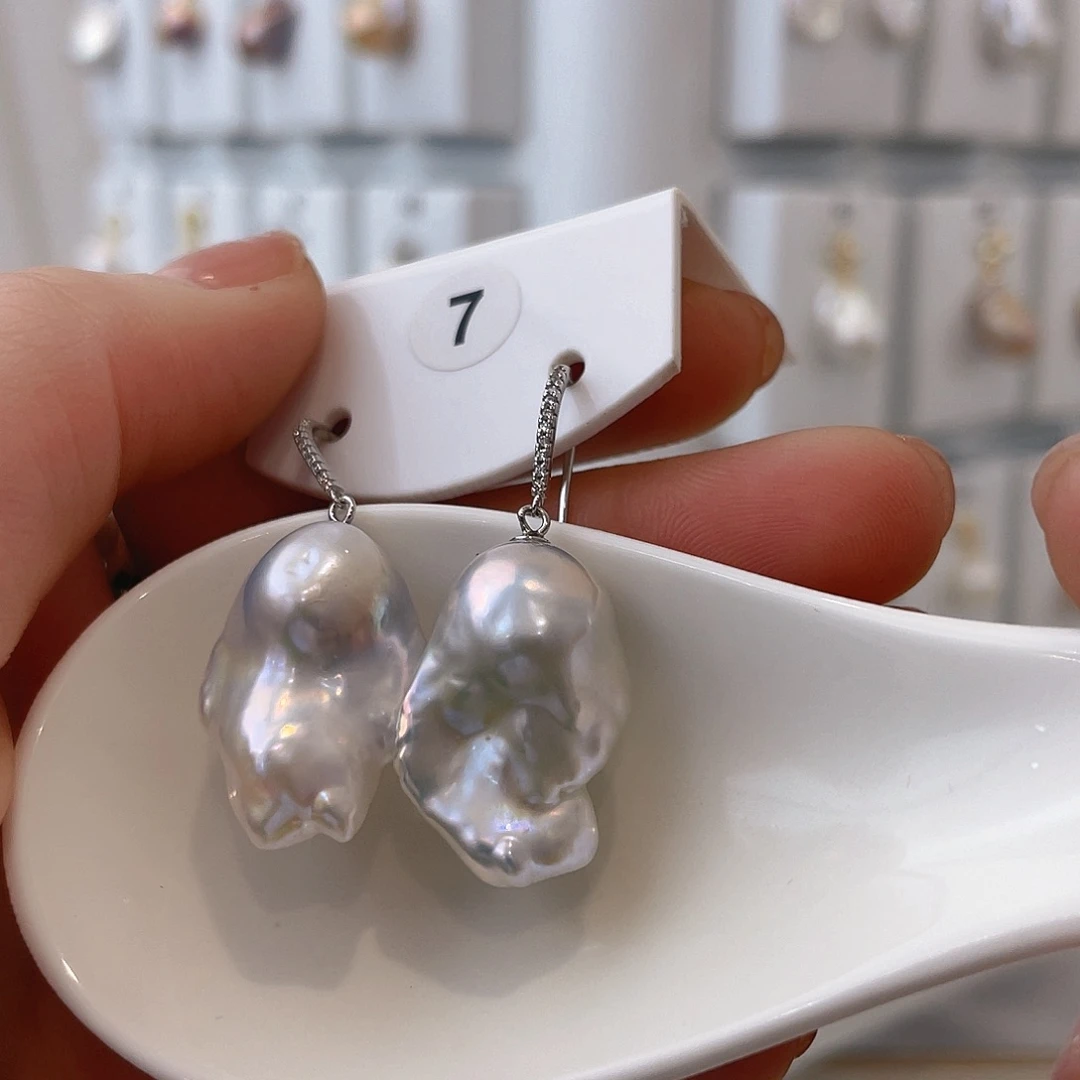 淡水珍珠天然珍珠巴洛克银S925镶嵌未***?