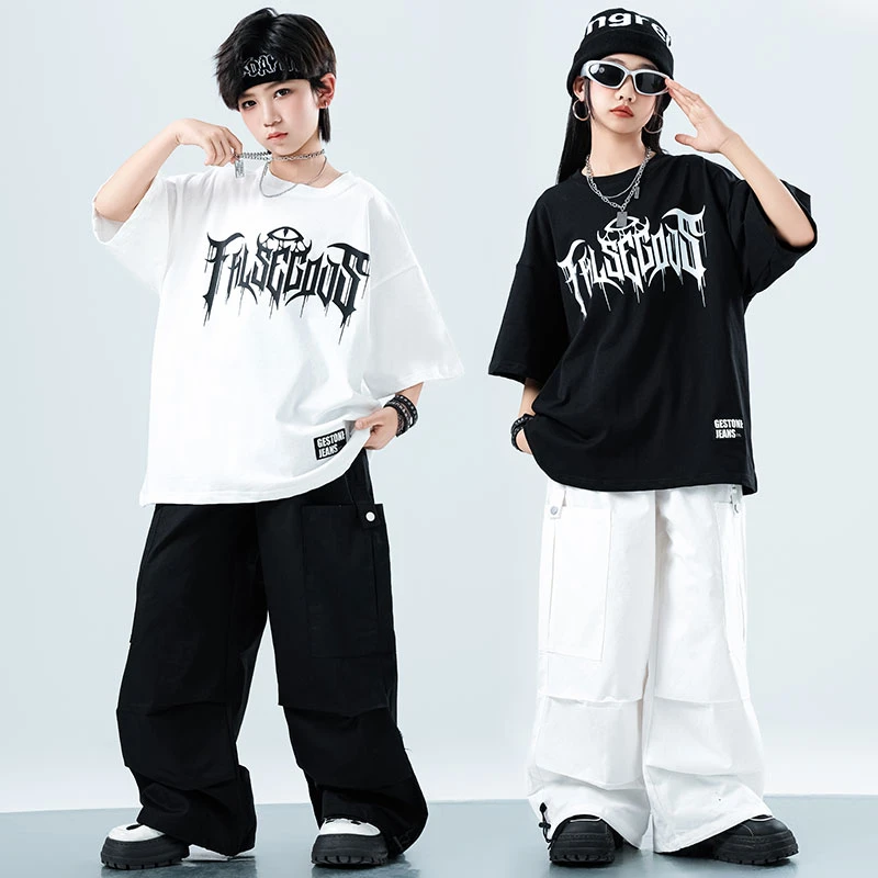 街舞演出服男童女童夏季表演服2025新款夏装hiptop爵士舞嘻哈舞潮