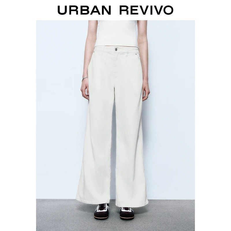 UR2025夏季新款女装简约百搭丹宁阔腿休闲长裤UYY850105
