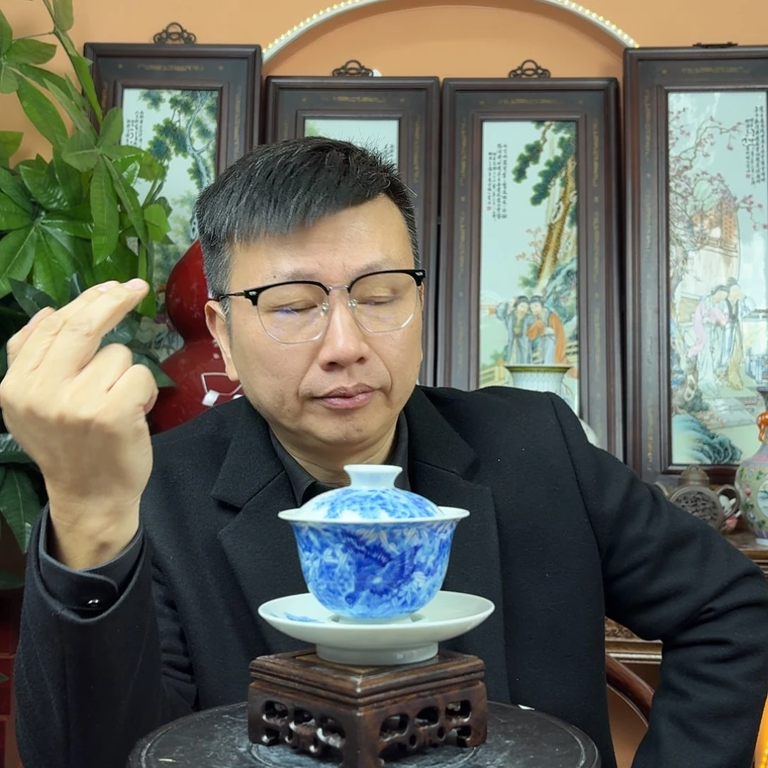 摆件陶景德镇陶瓷手工盖碗