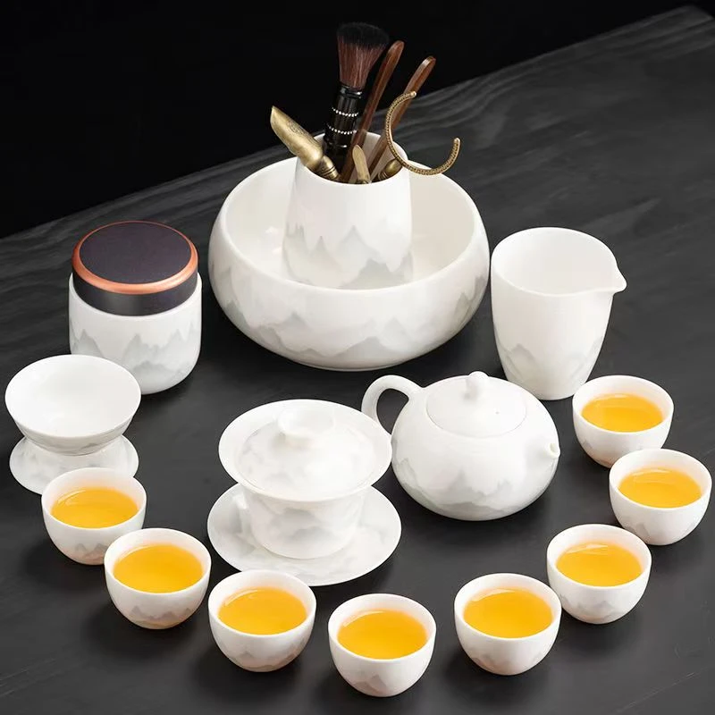 白瓷茶具套装家用茶杯羊脂玉德化轻奢功夫高档盖碗茶茶壶办公整套