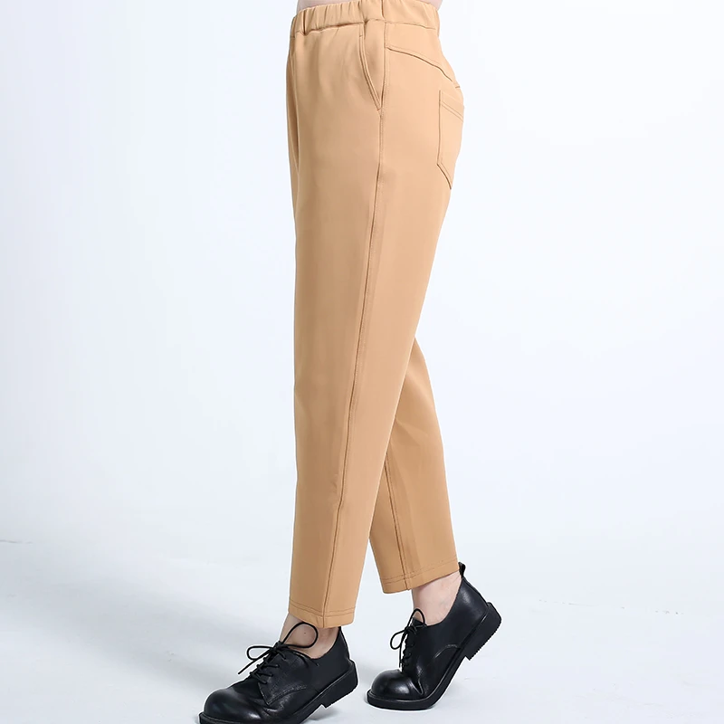 牛奶丝顺滑萝卜裤质感舒适百搭321511松紧腰明线大码遮胯休闲裤女