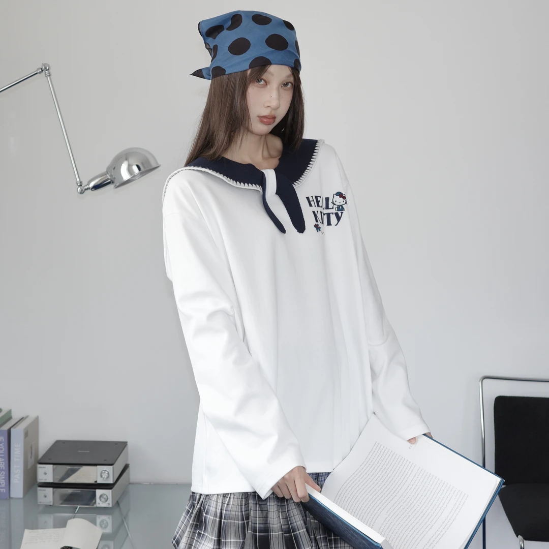 BLX--708（深圳出品）新款设计师款ins风海军领kitty刺绣上衣学院