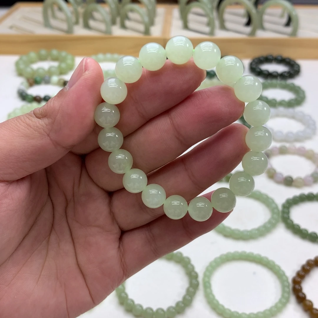 和田玉手串（冰晴水10）未镶嵌