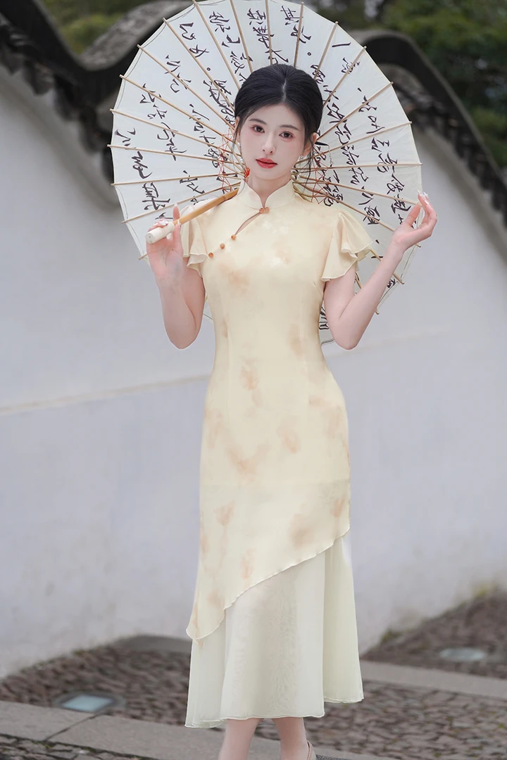 中式连衣裙改良旗袍气质款少女2025年轻国风新款日常修身遮肉夏季