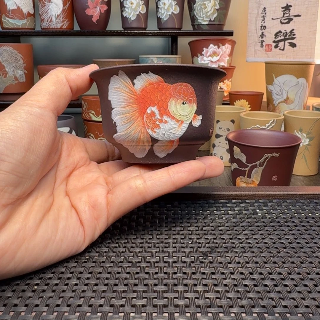 茶杯紫砂?****?泥绘紫砂杯