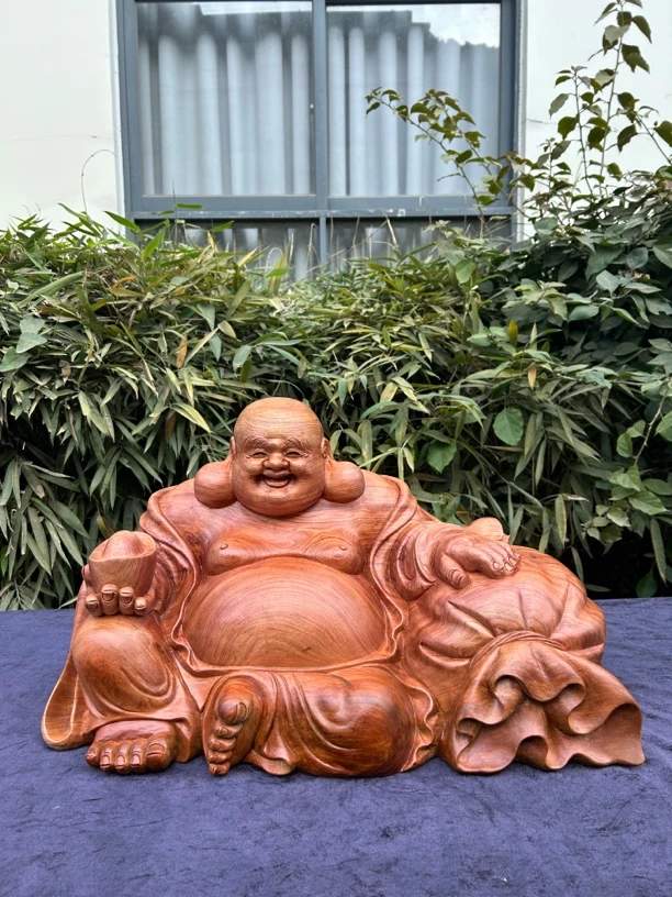 弥勒 根雕木雕摆件 巴花 花梨木 长60宽30高36
