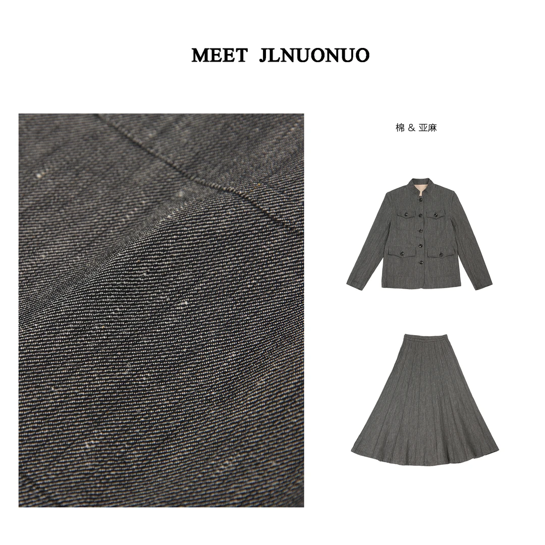 JLNUONUO   东方思忆新中式气质棉麻上衣+半身裙