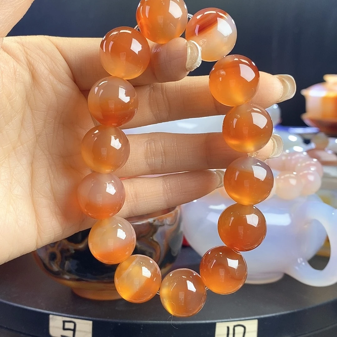 玛瑙/玉髓合金北红玛瑙手串