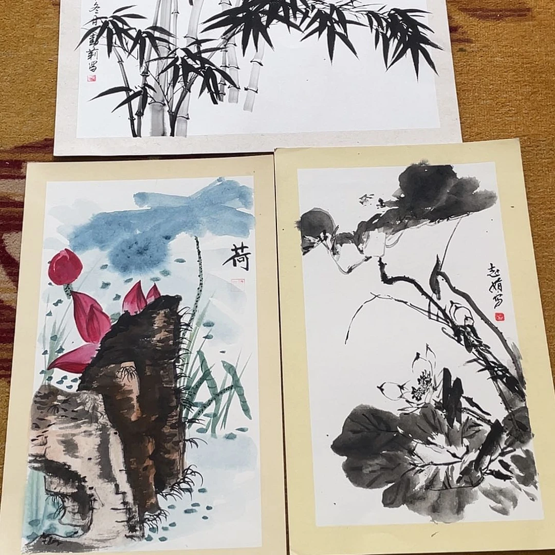 国画冷**声绘画卡纸666666三张