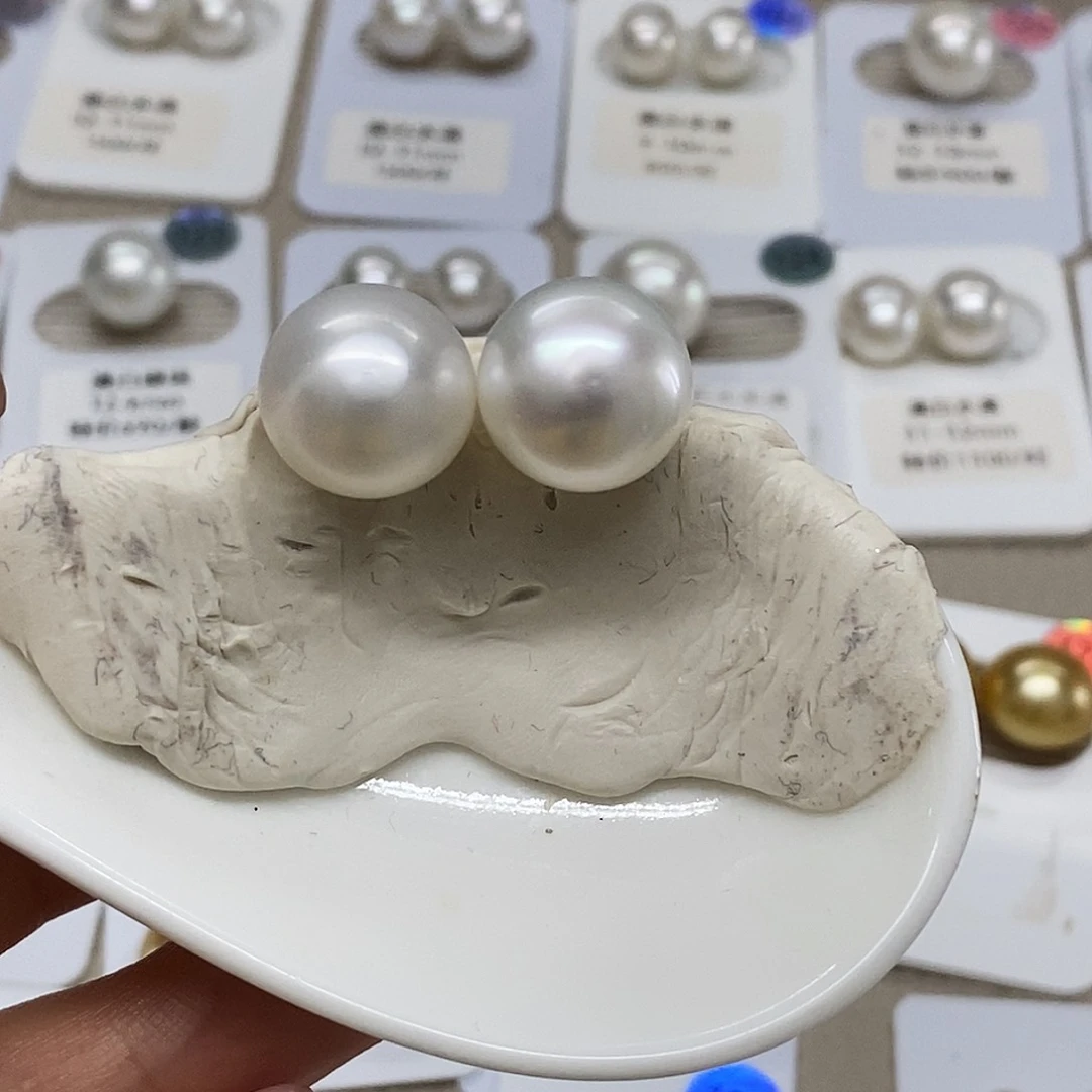 未镶嵌澳白馒头对珠13➕海水珍珠