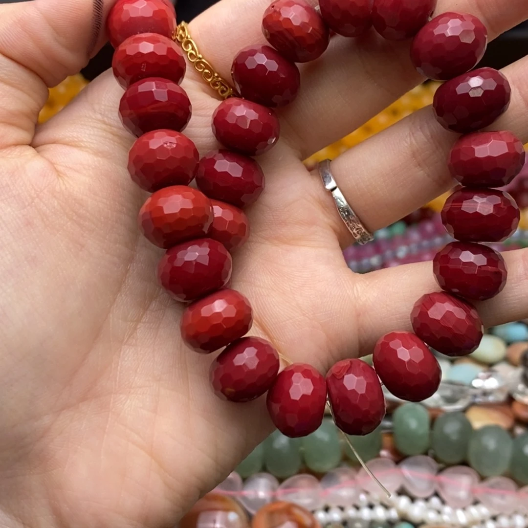 玛瑙/玉髓未镶嵌珠宝半成品瓦西玫瑰红盘切14mm拍一发5个