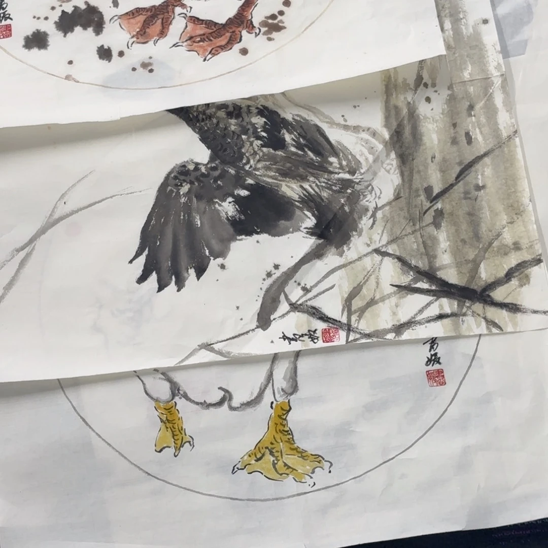 国画任*遥陈淑媛斗方花鸟打包朱