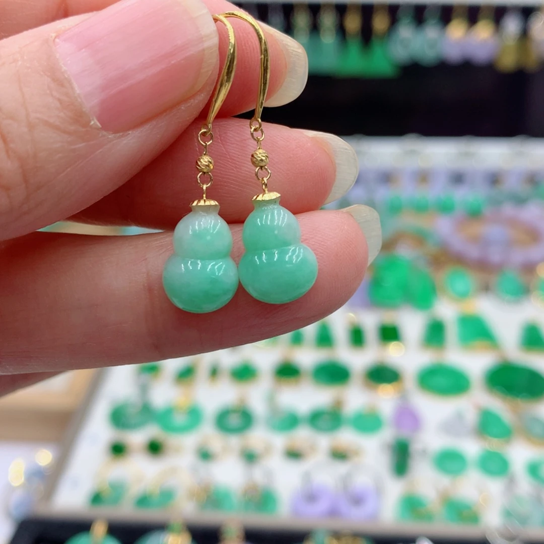 翡翠18K金镶嵌耳饰