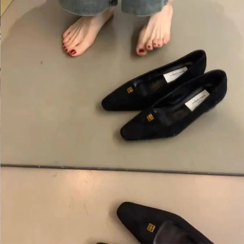 法式小香风高级感粗跟方头单鞋女2024年春秋新款气质配裙子晚晚鞋