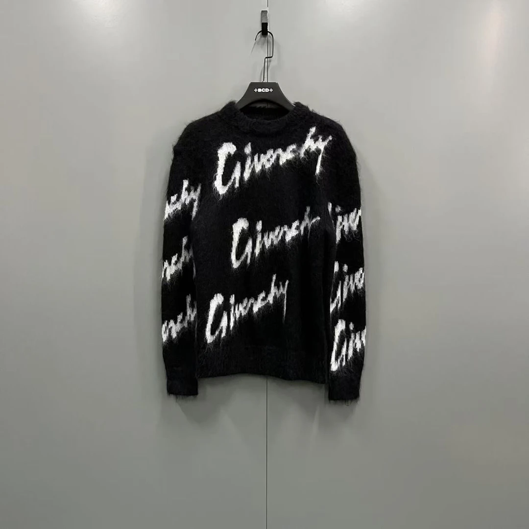 99新 Givenchy/纪梵希 马海毛草写logo针织衫 S码/si500522