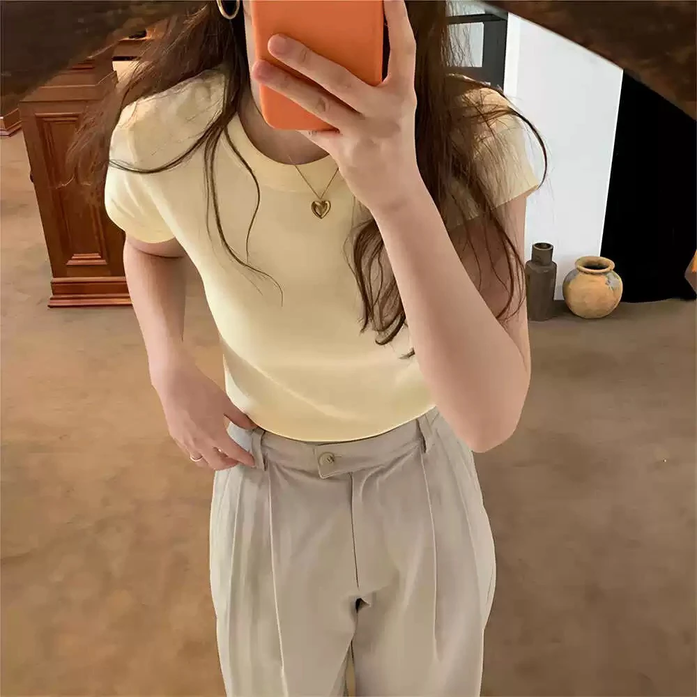 【现货】品牌工厂！八nai刺绣圆领正肩tee