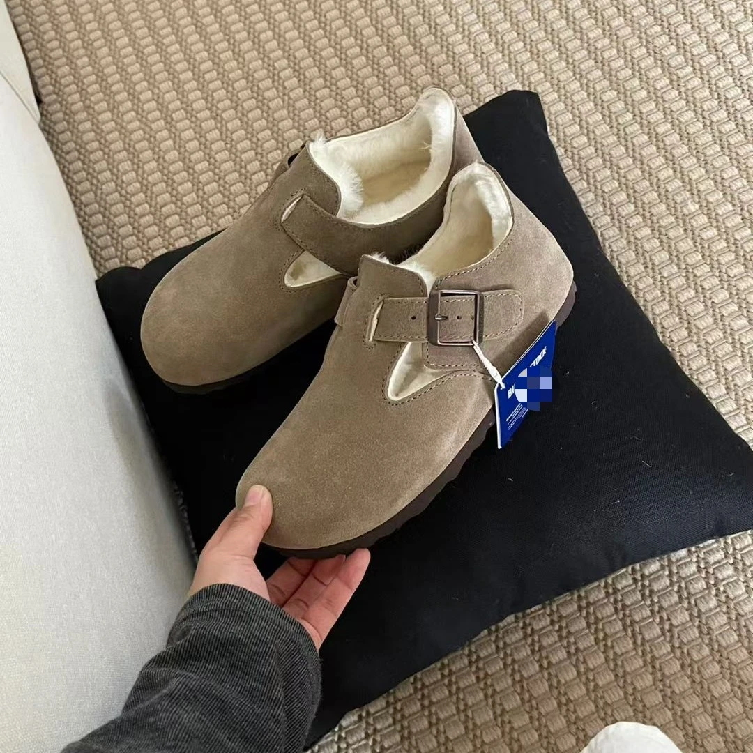 河南勃肯厚款短筒冬季平跟保暖时尚桑坡雪地皮毛一体雪地靴加绒