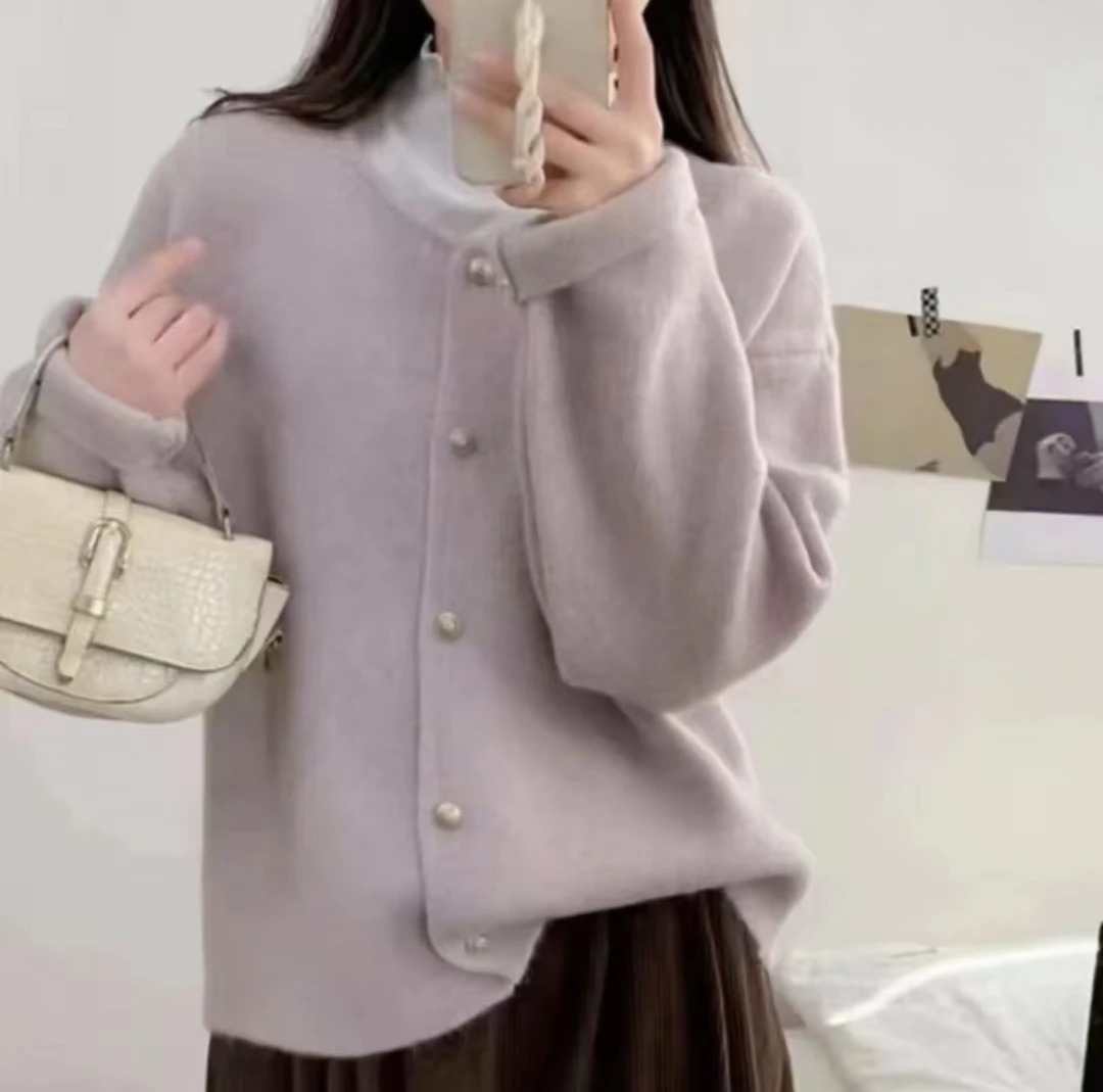 【运费补贴】小香风针织开衫软糯高密高克重韩系小金扣针织开衫外套