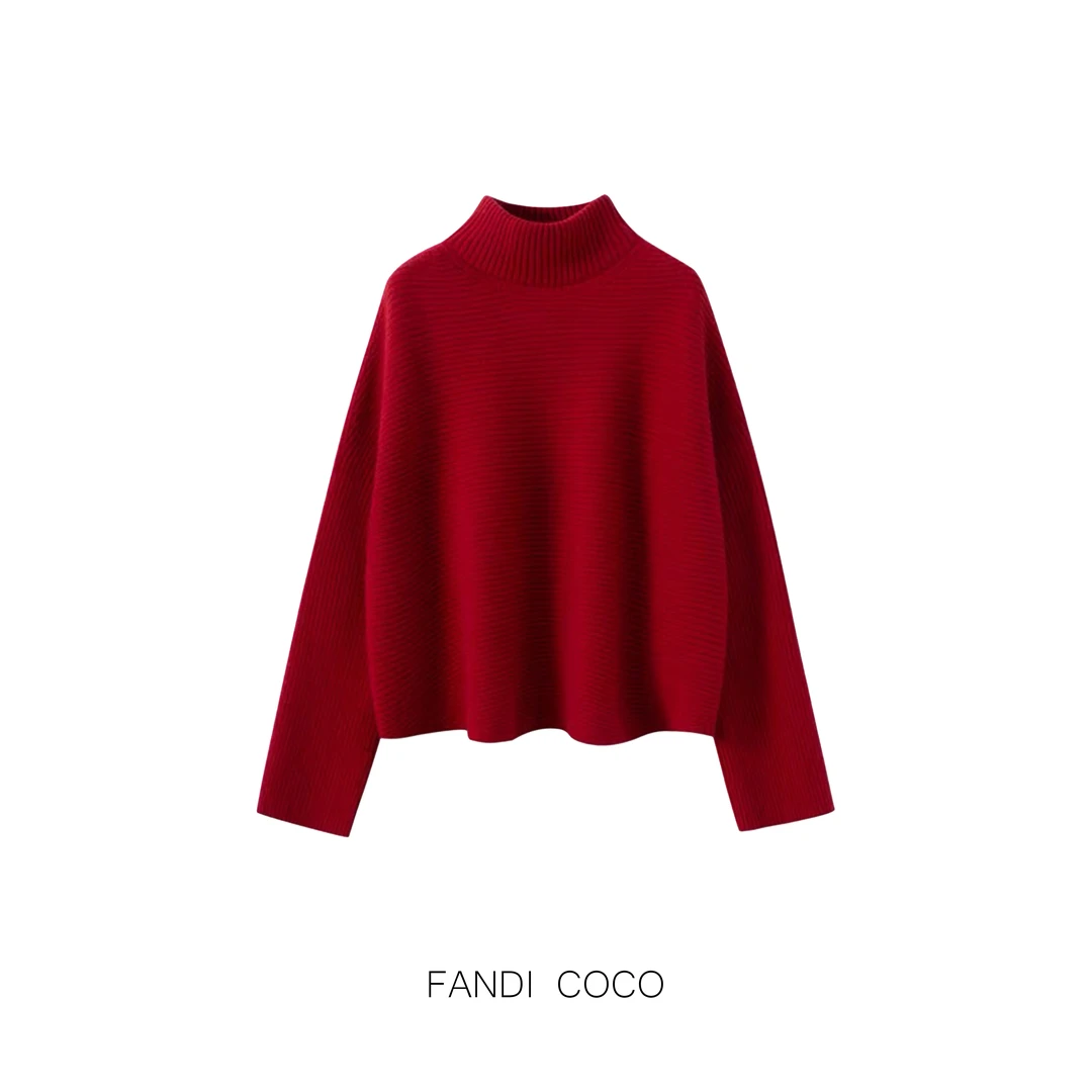 FANDI COCO "珈予" 大牌百搭高领针织绵羊毛短款打底衫 DD16311