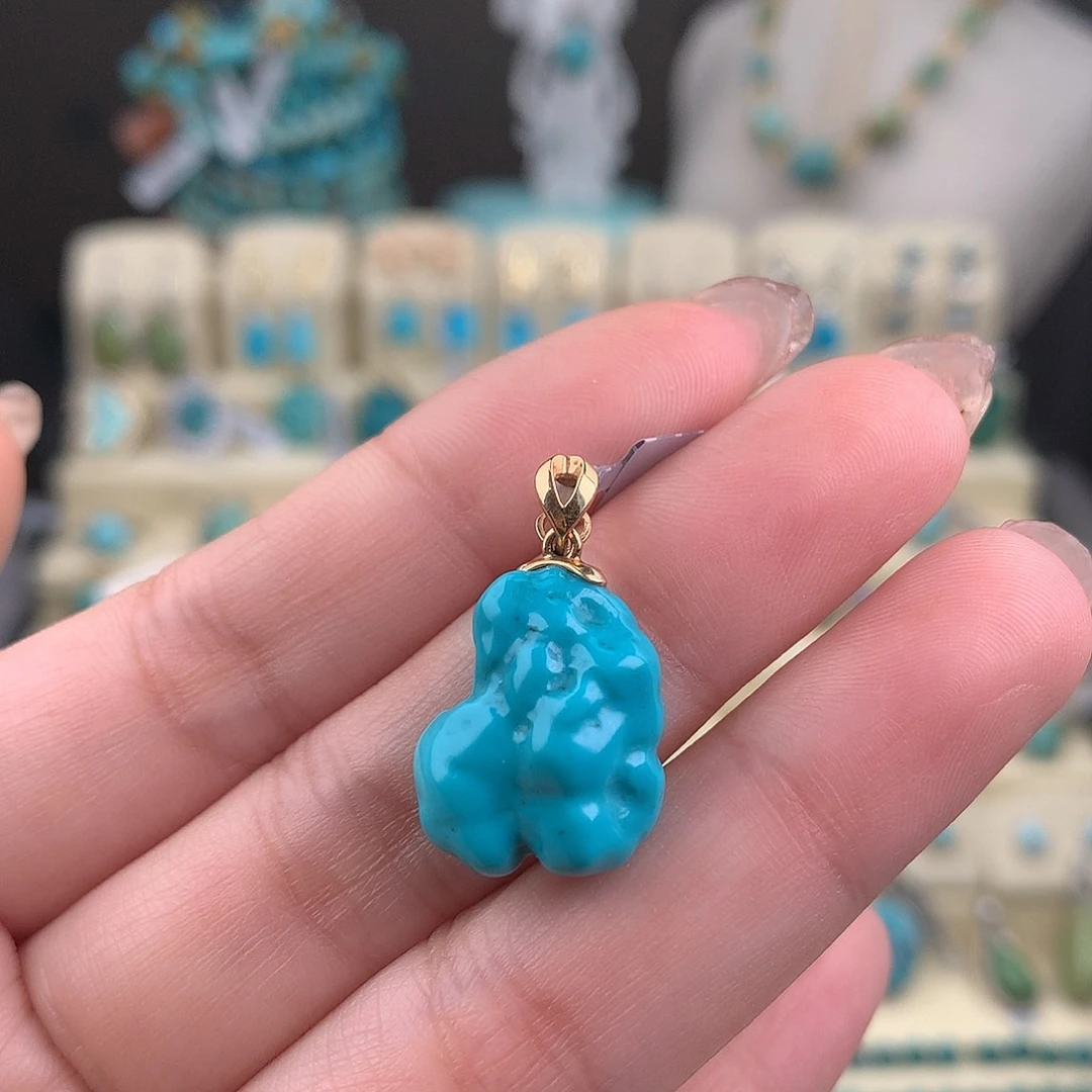 绿松石18K金镶嵌吊坠(不含链)