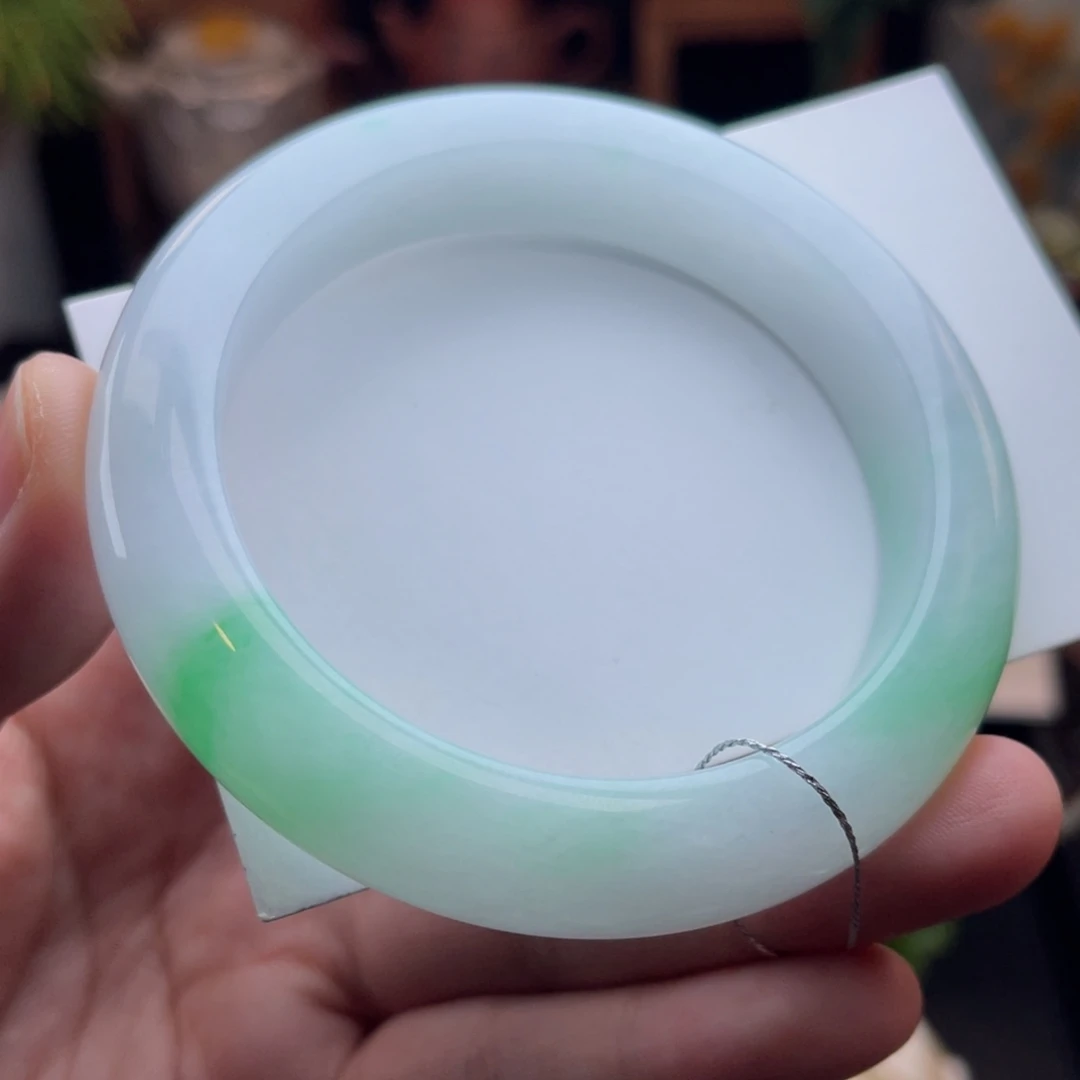 未镶嵌手镯翡翠白底青 无代餐