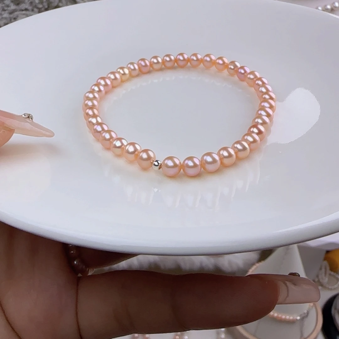 未镶嵌淡水珍珠手绳5mm微微瑕