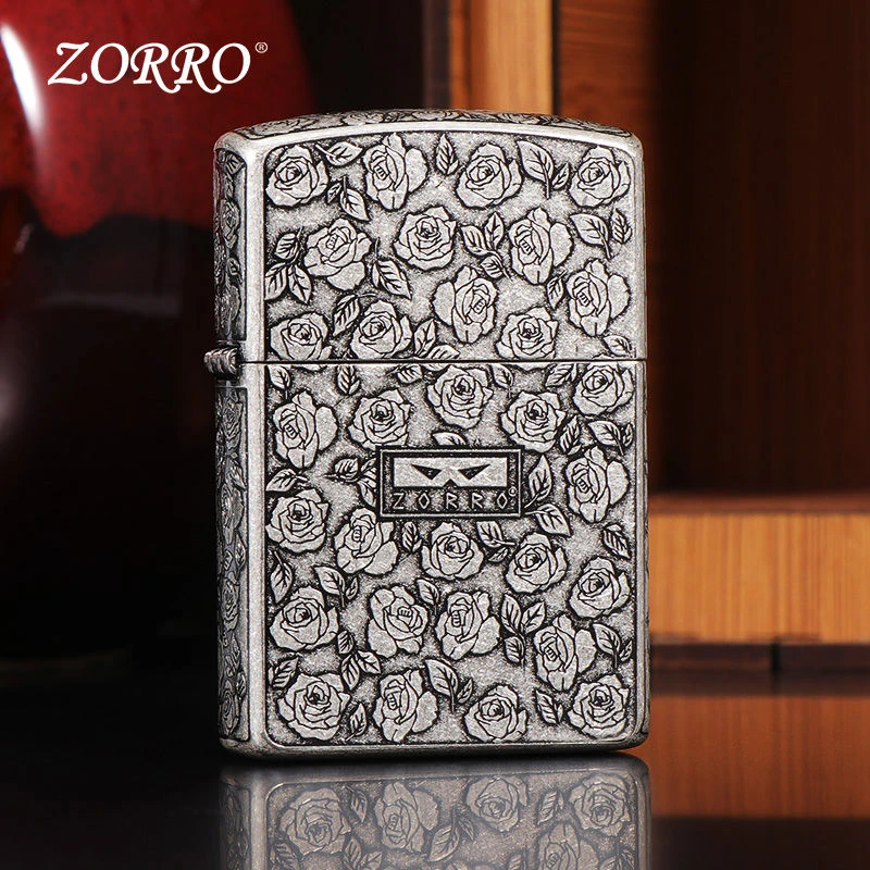 ZORRO佐罗二代99朵玫瑰煤油款礼品礼物铜机七夕创意防风打火机