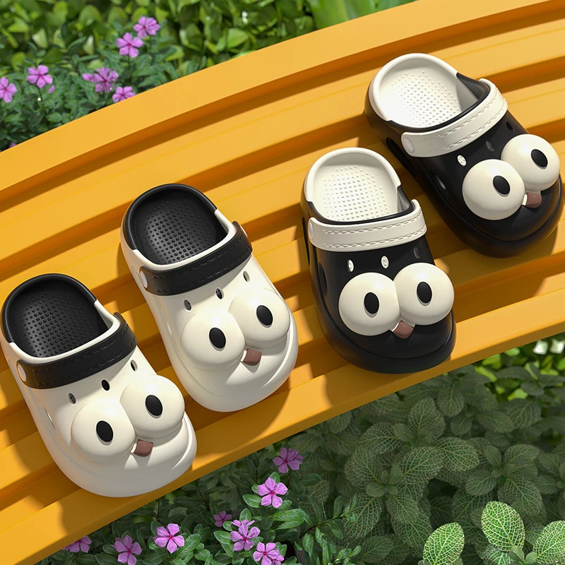 可爱大眼睛洞洞双色儿童包拖鞋男女童凉拖鞋大童小童镂立胜甄选店