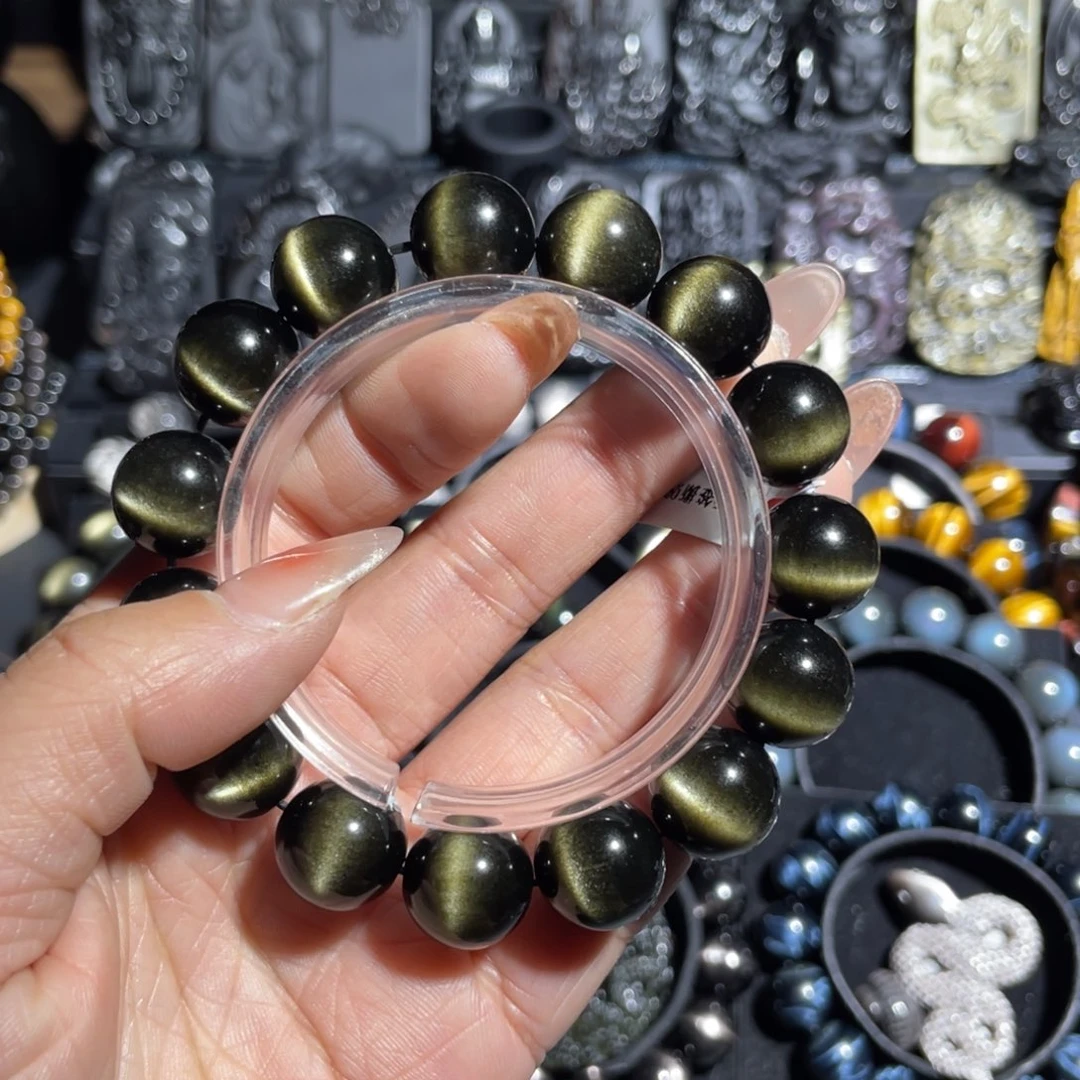 黑曜岩手串未镶嵌飞***半