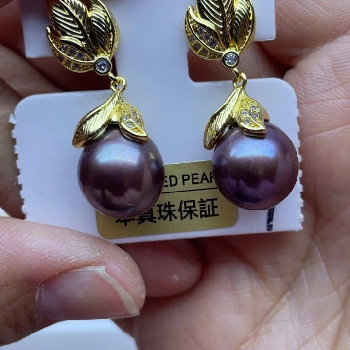 大***德耳饰银S925镶嵌淡水珍珠