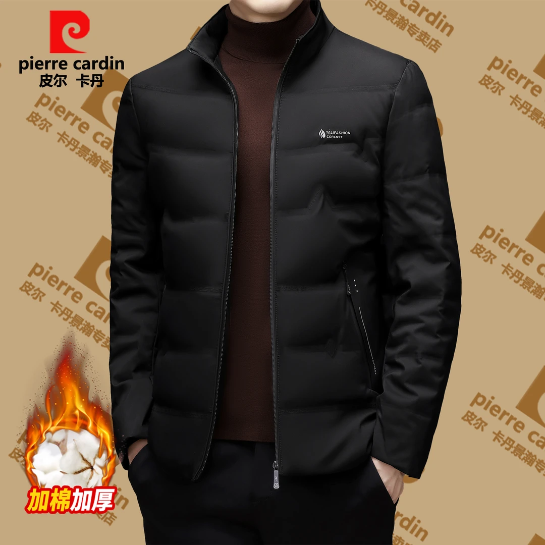 皮尔卡丹冬季新款男士轻薄小棉服休闲棉服外套中年爸爸保暖外套