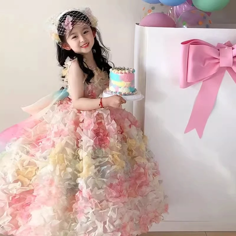 巴拉童年女童彩虹仙女罗莉塔公主裙儿童蓬蓬裙女孩花嫁生日礼服绝