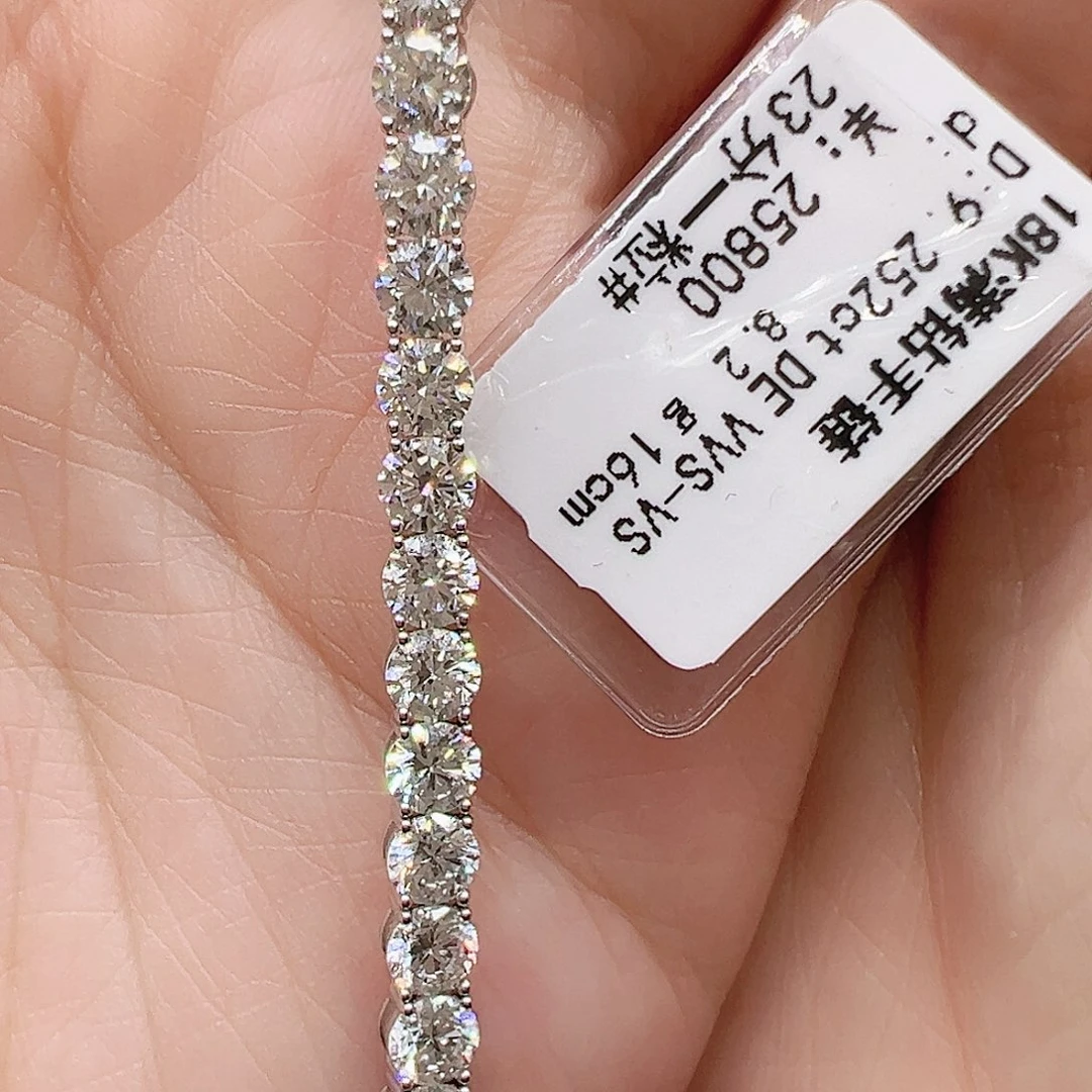实验室培育钻石18K金镶嵌套链单颗23分，网球款手链