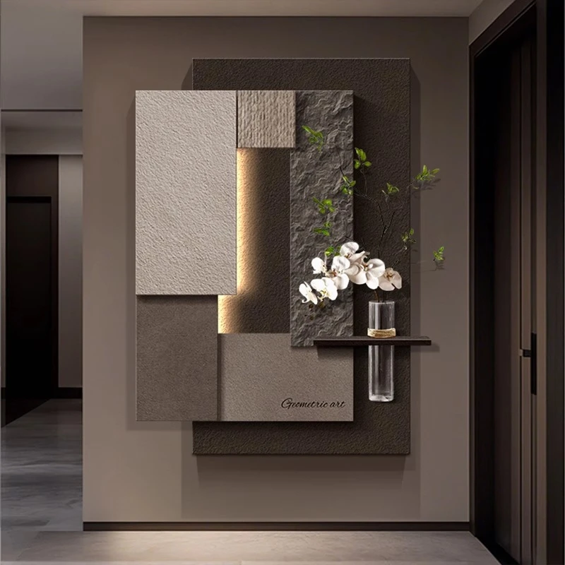 轻奢高级感立体玄关装饰画抽象几何走廊过道挂画2025新款客厅壁画