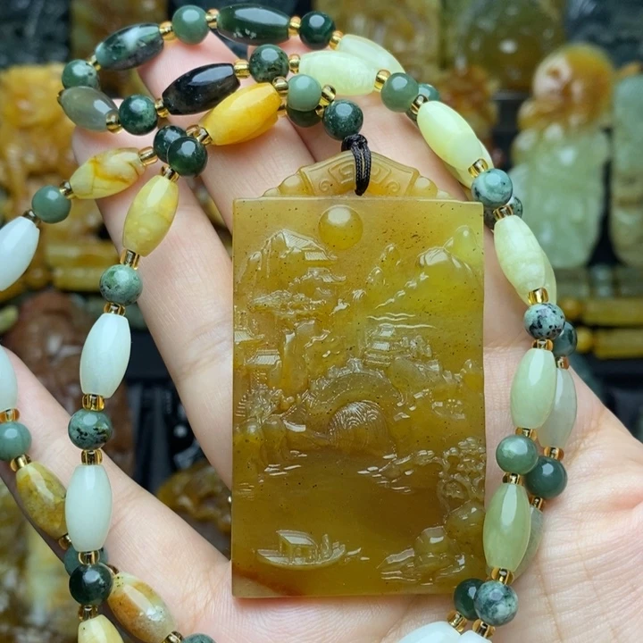 蛇纹石玉未镶嵌颈饰