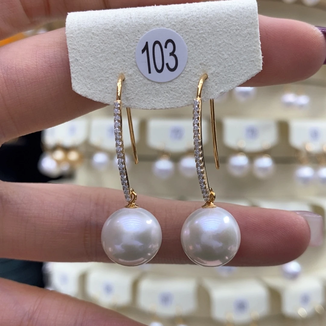 淡水珍珠耳饰银S925镶嵌