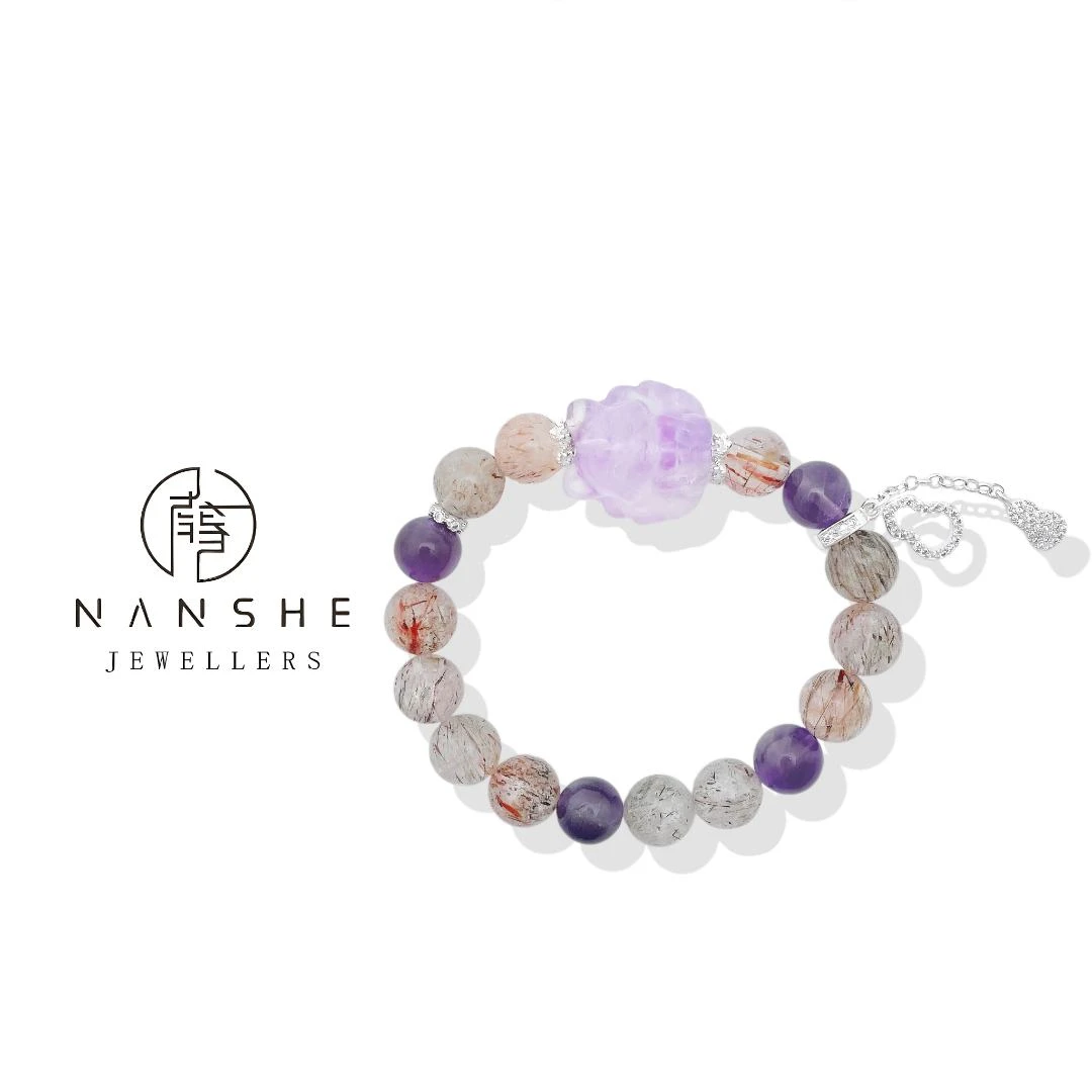 NANSHE/南奢 【 九尾灵狐】乌拉圭紫水超八水晶手串（多样性发其一）