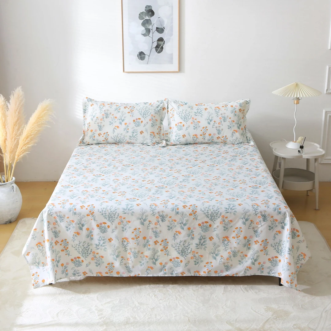 【布料】斜纹水洗磨毛印花床单布料高支高密学生宿舍可机洗布头料子