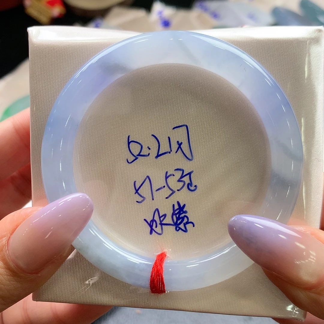 翡翠未镶嵌手镯52.2圆冰紫大漏