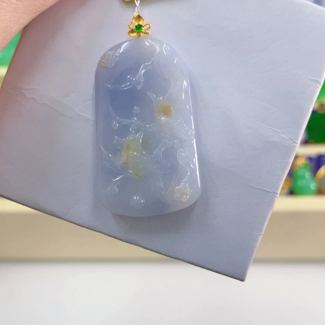 吊坠(不含链)18K金镶嵌翡翠