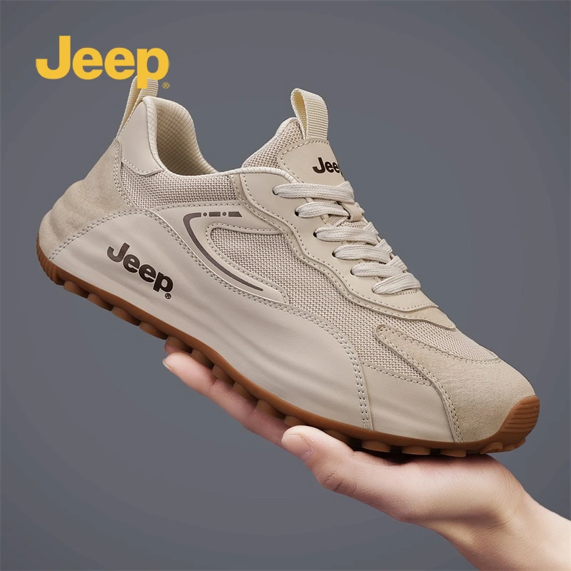 Jeep吉普男士高端阿甘鞋2025新款真皮舒适软底百搭男休闲运动潮鞋