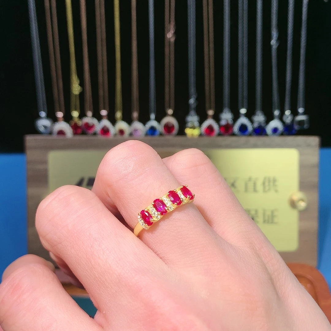 红宝石戒指银S925镶嵌