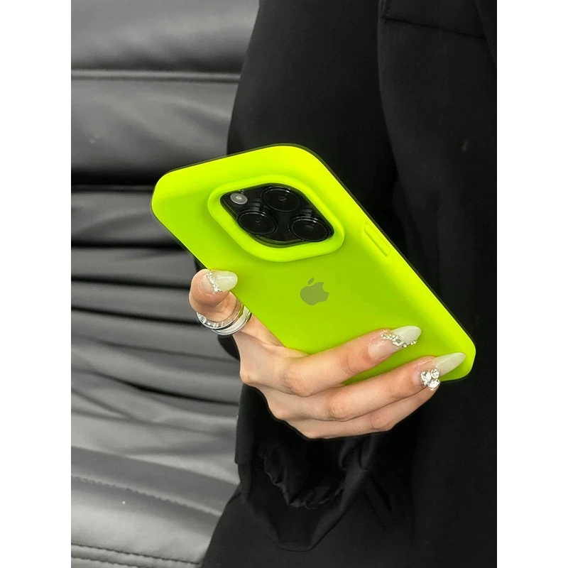 荧光绿适用苹果16/12promax液态硅胶15新天蓝13Pro/11防摔情侣款