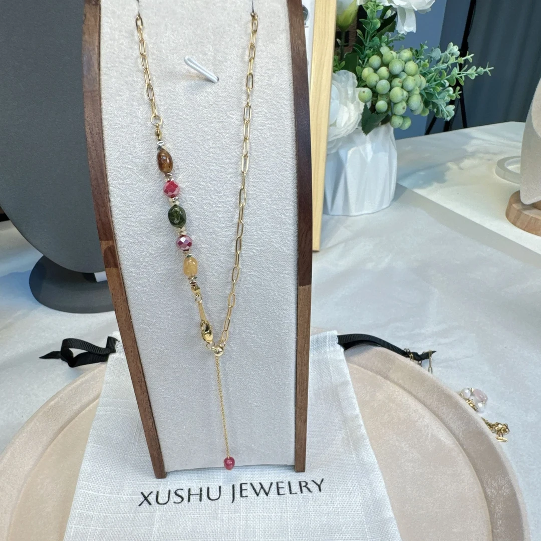 钛钢花岗石项链 钛钢链条轻奢饰品白色百搭锁骨项链颈链锁骨链