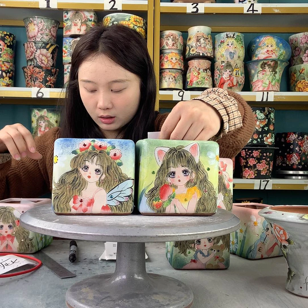 那***。陶景德镇手工花盆801