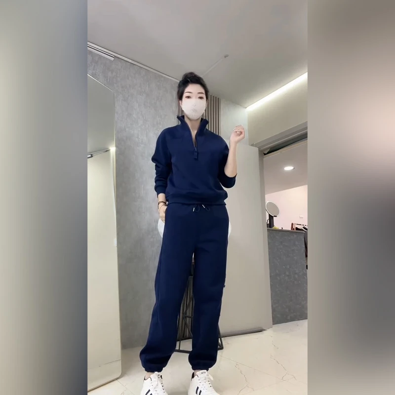 LHRJ【8981-1】简约半拉链上衣+长裤（加绒）2025秋季新款休闲两件套