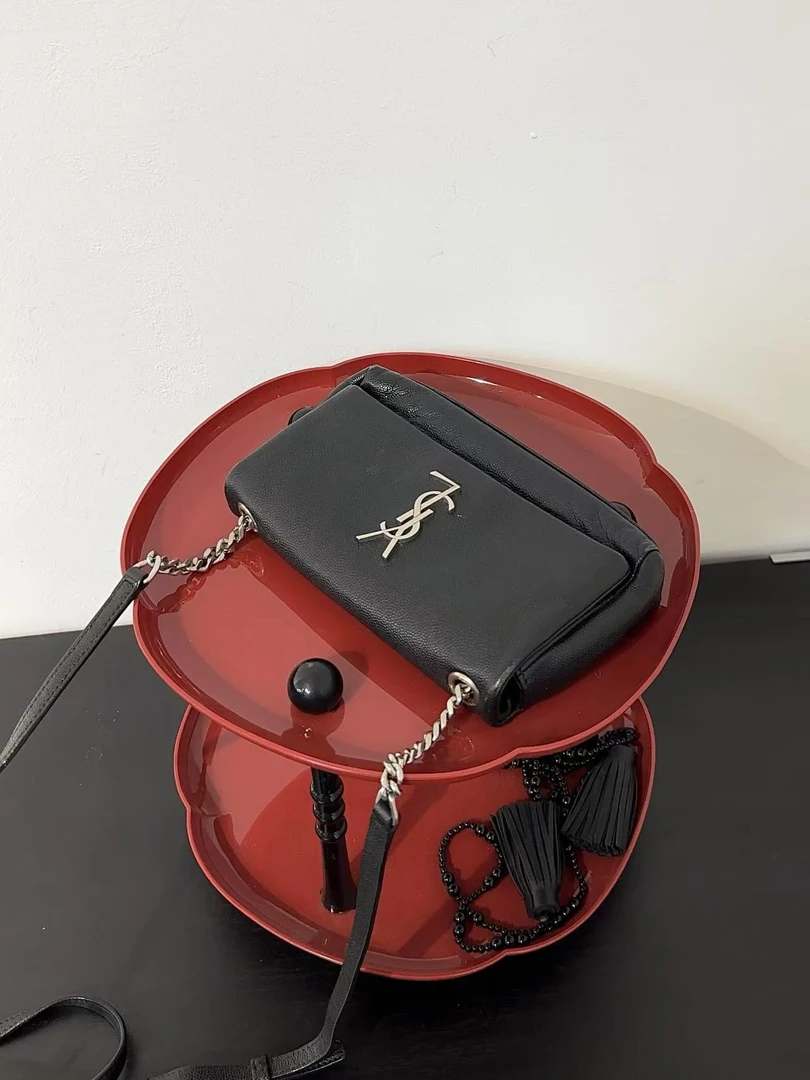 95新 YSL/圣罗兰 CS6023/YSL圣罗兰好莱坞黑银单肩包
