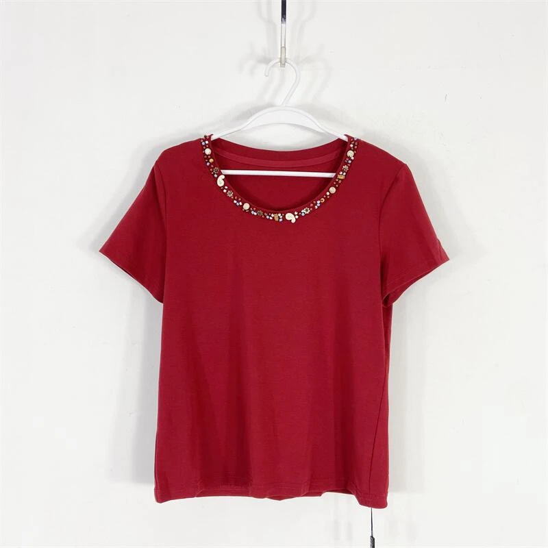 【77衣橱】KS5030精品女装上衣短袖T恤气质轻奢【红人上新】